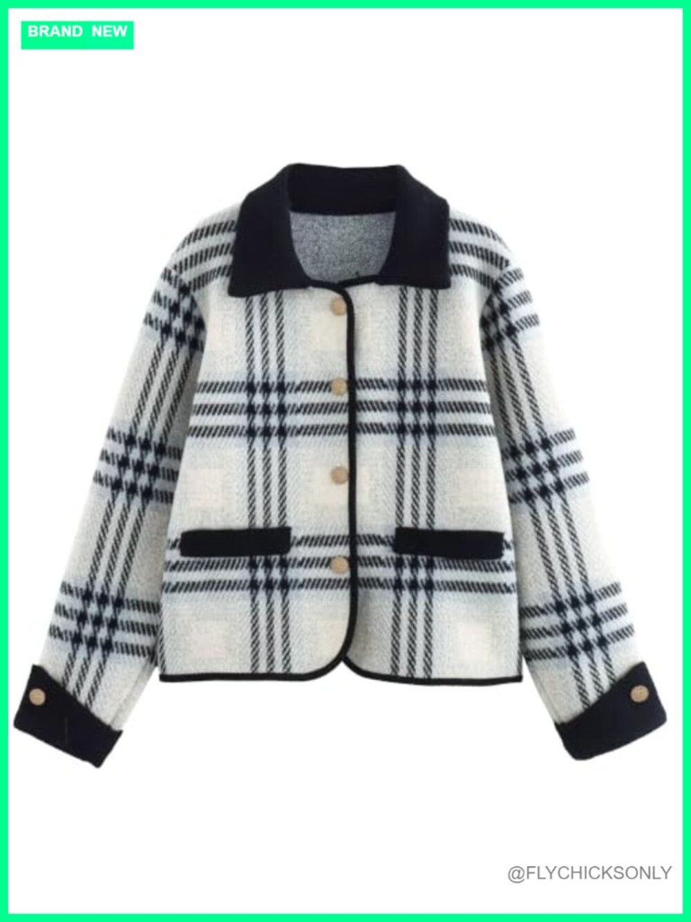 Women's Plaid Cardigan Button Down Sweater Coat with Pockets